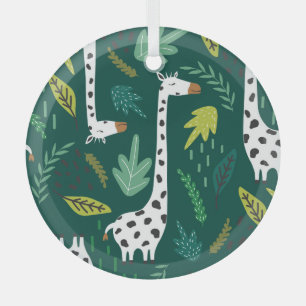 Ornement En Verre Giraffes colorées : Motif animal décoratif.