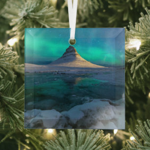 Ornement En Verre Glace et neige Kirkjufell Mountain, Islande