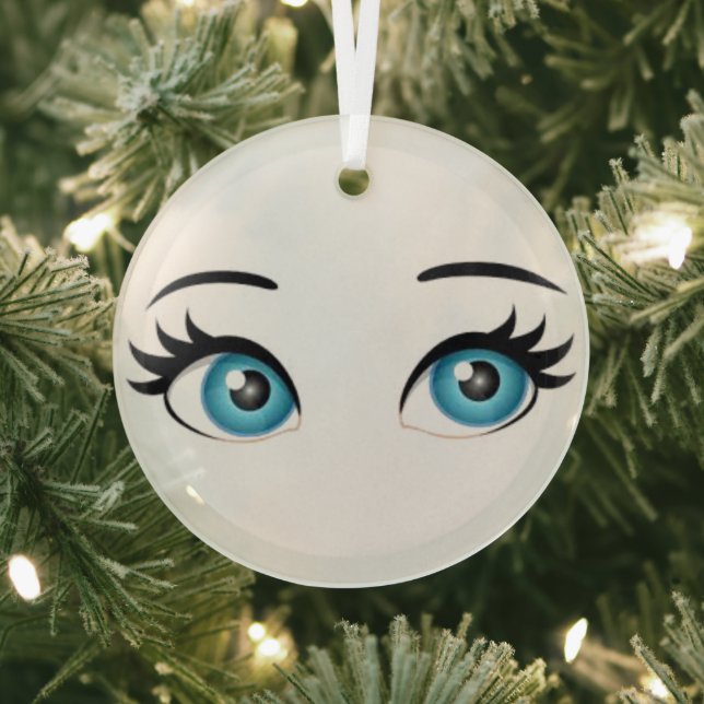 Ornement En Verre Glass Circle Ornament w/ Blue Eyes (Insitu)