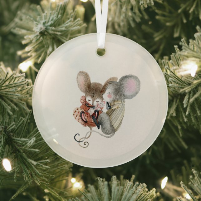 Ornement En Verre Glass Ornament - Christmas Mice (Insitu)