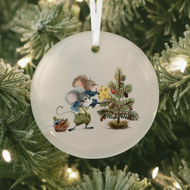 Ornement En Verre Glass Ornament - Christmas Mice (Insitu)