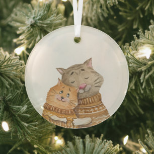 Ornement En Verre Glass Ornament - Cosy Cats
