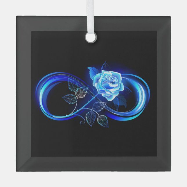 Ornement En Verre Glowing infinity with blue rose (Recto)