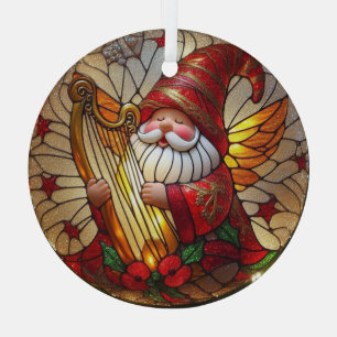 Ornement En Verre Gnome en verre de teint Jouer une harpe