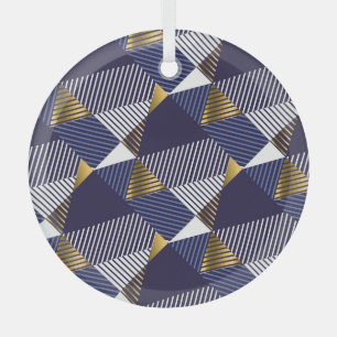 Ornement En Verre Gold Blue Luxe : Motif géométrique sans couture