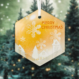 Ornement En Verre Gold Brown Maison Blanche Neige Joyeux verre de No