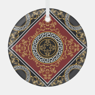 Ornement En Verre Golden Baroque : Illustration Motif Grec.