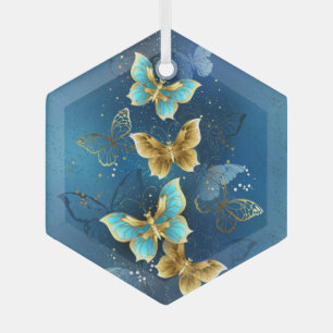 Ornement En Verre Golden butterflies
