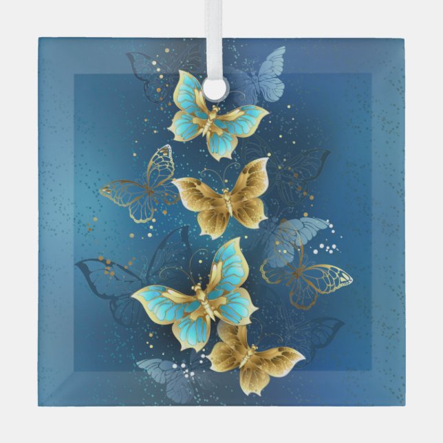 Ornement En Verre Golden butterflies (Recto)