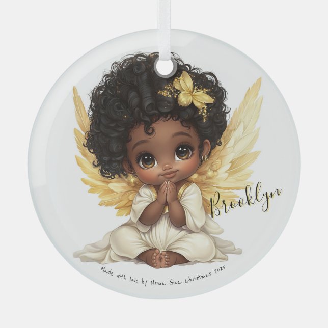 Ornement En Verre Golden Grace: A Prayerful Angel Child (Recto)