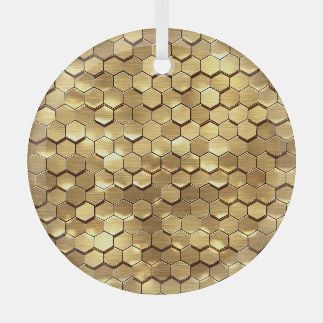 Ornement En Verre Golden Honeycomb 3D Render Texture (Recto)