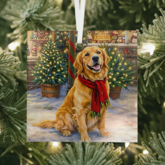 Ornement En Verre Golden Retriever Vacances 