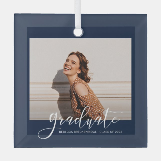 Ornement En Verre Graduation 2023 Graduate Photo Keepsaké Noël (Recto)
