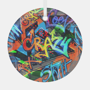 Ornement En Verre Graffiti lumineux, design graphique urbain.