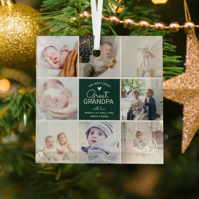 Ornement En Verre GRAND GRANDPA 'le plus aimé' Photo Collage (Créateur téléchargé)