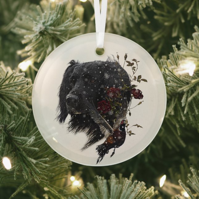 Ornement En Verre Grand Munsterlander avec faisan (Insitu)