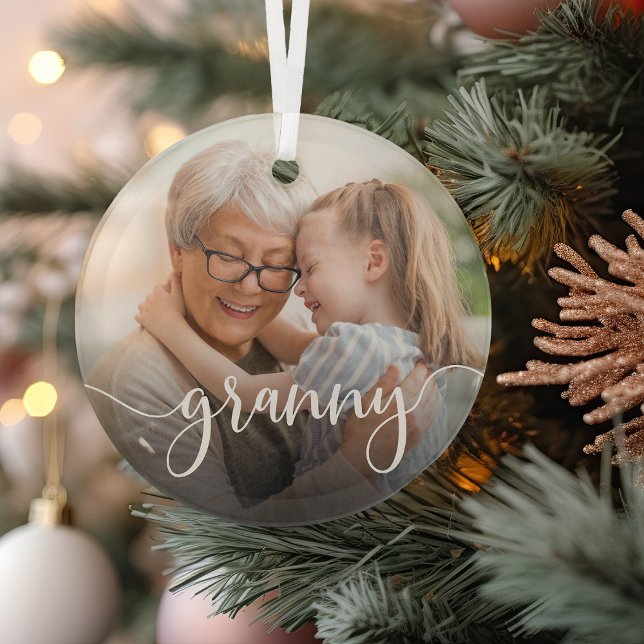 Ornement En Verre Granny Grandma Script Overlay (Créateur téléchargé)