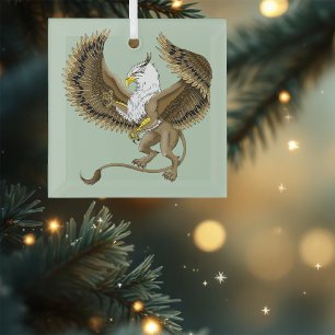 Ornement En Verre Griffon Mythique Fantastique Brun Majestueux