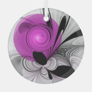 Ornement En Verre Gris Noir Abstrait Avec Art Fractal Magenta