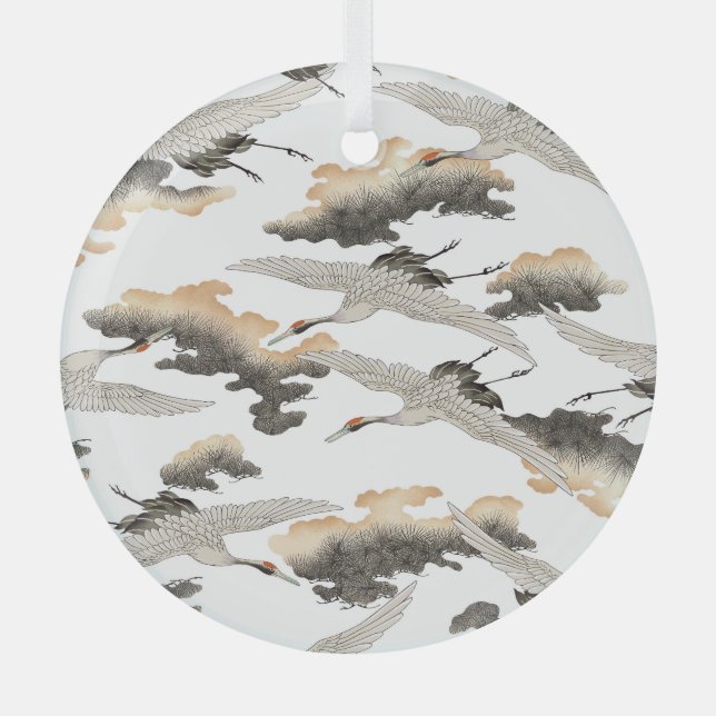 Ornement En Verre Grue de style japonais : design élégant. (Recto)