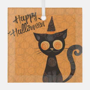 Ornement En Verre Halloween/chat/citrouille/automne