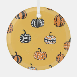 Ornement En Verre Halloween Citrouille tiré à la main sans couture