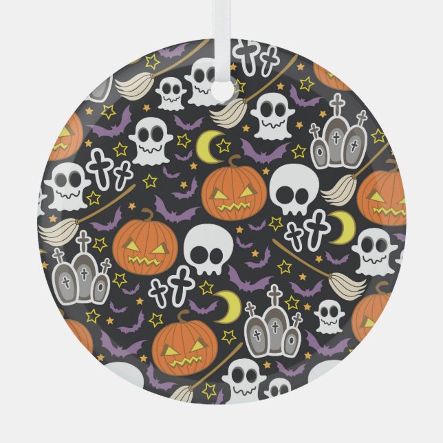 Ornement En Verre Halloween éffrayant : Conception Arrière - plan à  (Recto)
