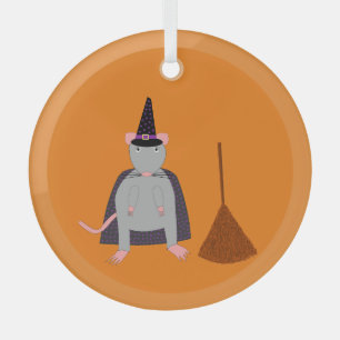 Ornement En Verre =Halloween Rat sorcier et chambre
