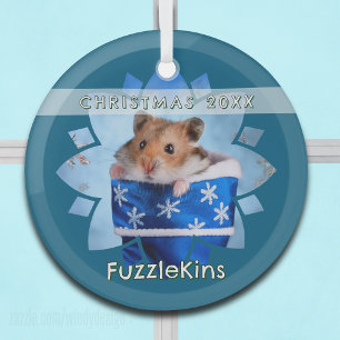 Ornement En Verre Hamster dans le magasin de Noël bleu