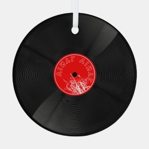 Ornement En Verre Harmonie dans le verre : Retro Vinyl Record Orneme