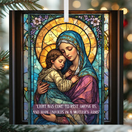 Ornement En Verre Heavenly Madonna & Child Catholic Christmas Quote