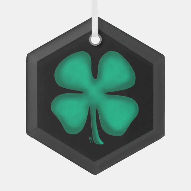 Ornement en verre hexagonal Black Irish (Recto)