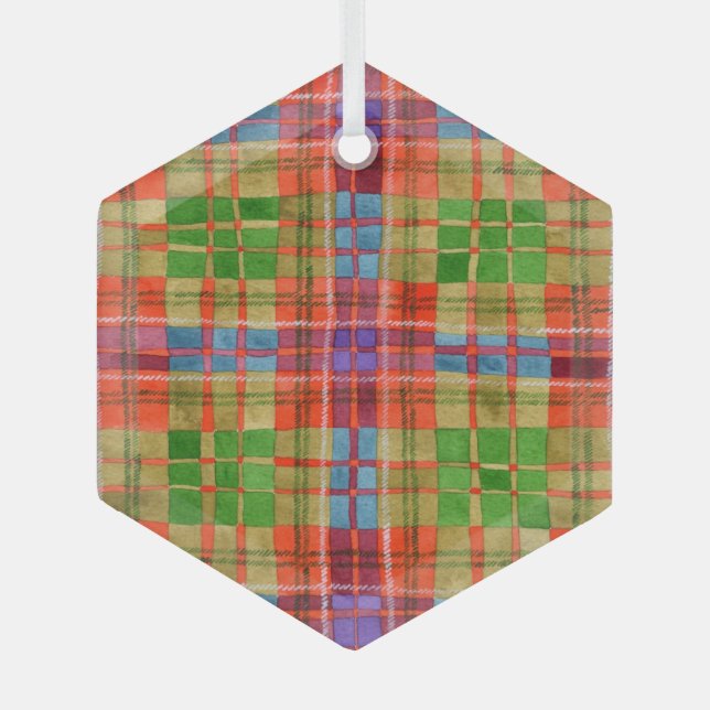 Ornement en verre hexagonal MAC RAE TARTAN (Recto)