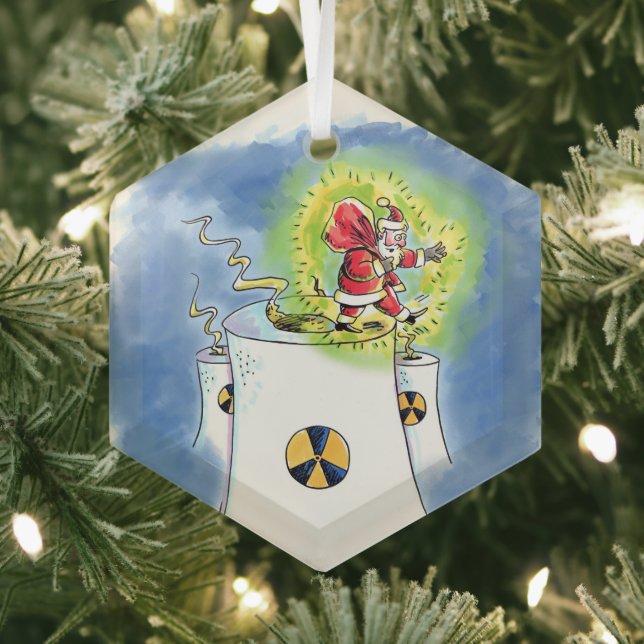 Ornement en verre hexagonal Père Noël nucléarisé (Insitu)