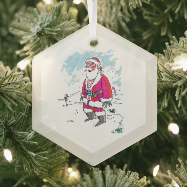 Ornement en verre hexagonal sans Ho-Ho-Ho (Insitu)