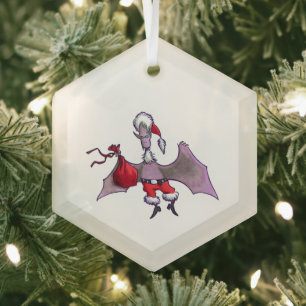 Ornement en verre hexagonal Santa Bat