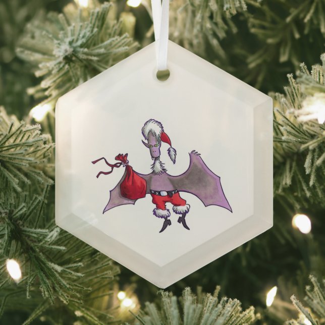 Ornement en verre hexagonal Santa Bat (Insitu)