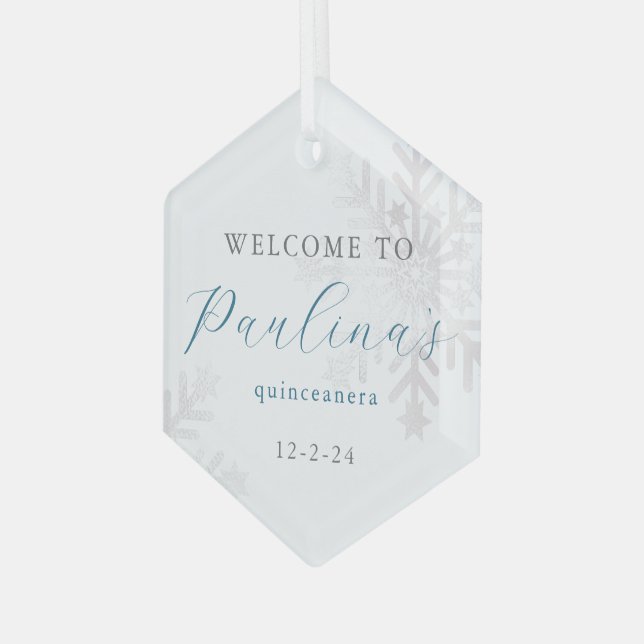Ornement En Verre Hiver Mis Quince 15e anniversaire Quinceañera (Avant gauche)