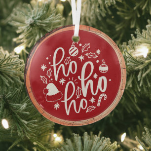 Ornement En Verre Ho Ho Ho Typographie Garder l'arbre de saké