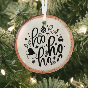 Ornement En Verre Ho Ho Ho Typographie Garder l'arbre de saké