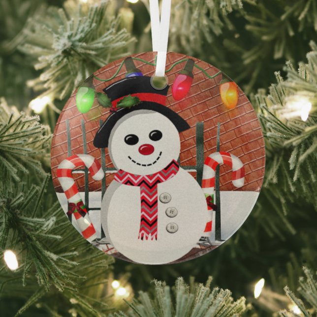Ornement En Verre Holly Jolly Snowman (Insitu)