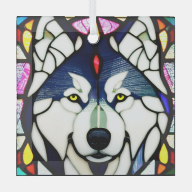 Ornement En Verre Huskie Sibérien "Verre Tiré" (Recto)