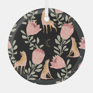 Ornement En Verre Hyena & Protea : Motif Vintage foncé