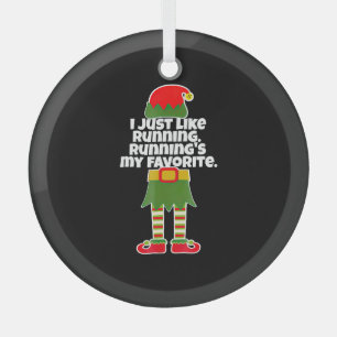 Ornement En Verre I Just Like to Run Running Runner Christmas Elf