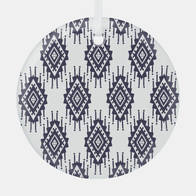 Ornement En Verre Ikat Boho Aztec Textile Motif (Recto)