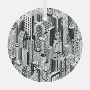 Ornement En Verre Illustration de la ville Skyscraper, isométrique t