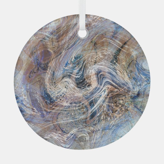 Ornement En Verre Illustration de marbrage gris bleu (Recto)
