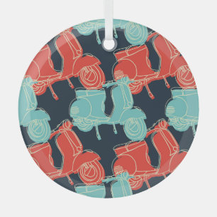 Ornement En Verre Illustration de scooter Vintage coloré