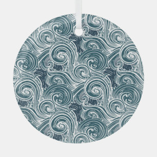 Ornement En Verre Illustration des vagues de mer tracées à la main v