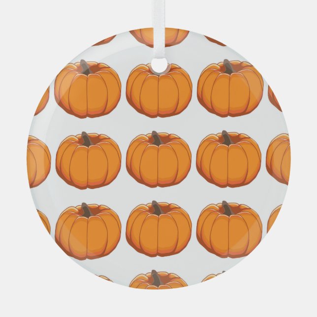 Ornement En Verre Illustration du motif de citrouille jaune vif. (Recto)